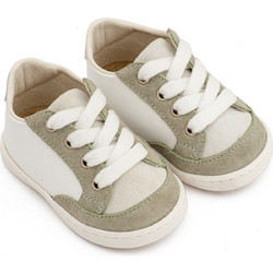 Babywalker Βαπτιστικά Sneakers για Αγόρι Δερμάτινα Ανατομικά Λευκά Πράσινο Mint PRI2120