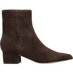 Nine West Maribu Γυναικεία Μποτάκια Αστραγάλου Suede Σοκολατί με Χοντρό Χαμηλό Τακούνι 20-200