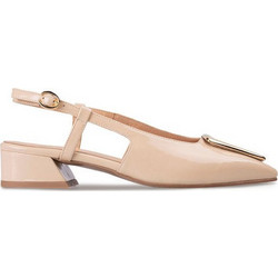 Boss Shoes Γόβες Slingback Λουστρίνι με Χοντρό Χαμηλό Τακούνι Μπεζ DW27053
