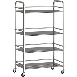 HOMCOM 801-396V01SR Τρόλεϊ Μεταλλικό 4 Θέσεων 60x35x100cm