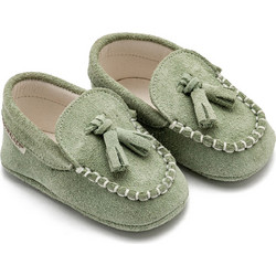 Babywalker Βαπτιστικά Loafers Αγκαλιάς για Αγόρι Δερμάτινα Πράσινο Mint MI1130