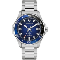 Bulova Marine Star Ανδρικό Ρολόι Αυτόματο με Ασημί Καουτσούκ Λουράκι 98B466