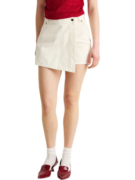 Pepe Jeans Μίνι Φούστα Τζιν Σορτς Εκρού PL8000037-1C1
