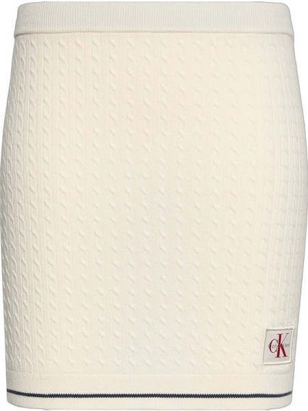 Calvin Klein Μίνι Φούστα Πλεκτή Pencil Εκρού LV047F364G-YAS