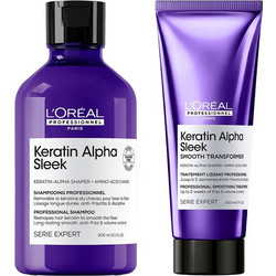 L'Oreal Professionnel Keratin Alpha Sleek Σετ Περιποίησης Μαλλιών με Κερατίνη Σαμπουάν 300ml + Θερμοπροστατευτικό 200ml