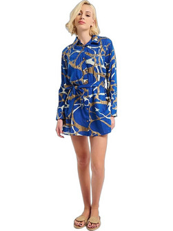 Inart Ble Mini Καθημερινό Φόρεμα Σεμιζιέ Royal Blue 5-41-255-0079