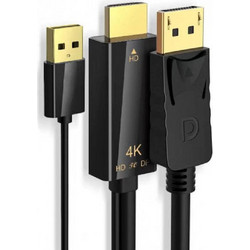Powertech Καλώδιο DisplayPort to HDMI Male 1.8m Black PTH-104