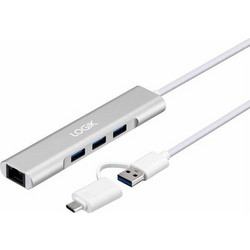 Logik 260268 USB Hub 3.0 USB-A με 4 Θύρες USB-A / Ethernet