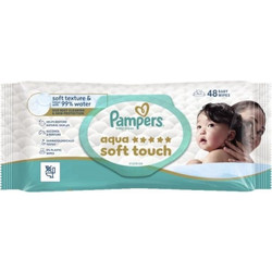Pampers Aqua Soft Touch Μωρομάντηλα με Νερό Χωρίς Οινόπνευμα Άρωμα & Parabens 60τμχ