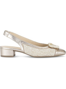 Gabor Ανατομικές Γόβες Slingback Δερμάτινες με Χοντρό Χαμηλό Τακούνι Χρυσές 81526-42