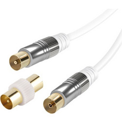 Vivanco Καλώδιο Κεραίας Coax Male to Coax Female 2m White VVAN20MMMETW