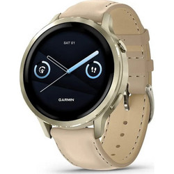 Garmin Venu 4 41mm Lunar Gold / Bone / Light Sand Leather