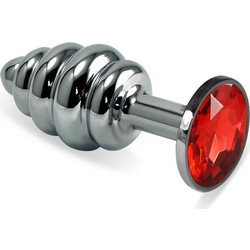 Lovetoy Rosebud Spiral Πρωκτική Σφήνα Diamond Plug 6.9cm Κόκκινη Ασημί