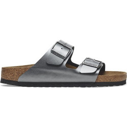 Birkenstock Arizona Δερμάτινα Γυναικεία Σανδάλια Ανατομικά Ασημί 1029224