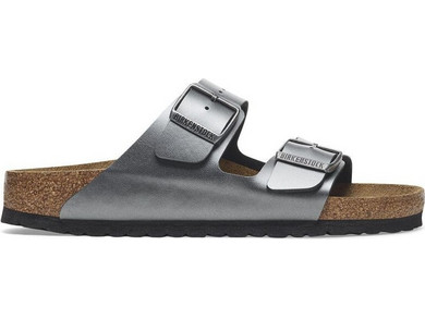 Birkenstock Arizona Δερμάτινα Γυναικεία Σανδάλια Ανατομικά Ασημί 1029224