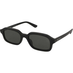 Alexander McQueen AM0558S 001 Ανδρικά Γυαλιά Ηλίου Ορθογώνια Κοκάλινα Μαύρα με Μαύρο Φακό