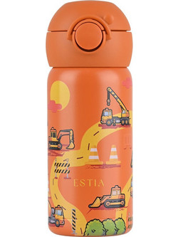 Estia Wonder Bottle Save Τhe Aegean The Big Build Παιδικό Παγούρι Θερμός Ανοξείδωτο BPA Free με Καλαμάκι Πορτοκαλί 350ml