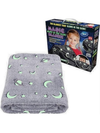 Magic Stars Παιδική Κουβέρτα Fleece Διάστημα Φωσφοριζέ 127x152 Γκρι