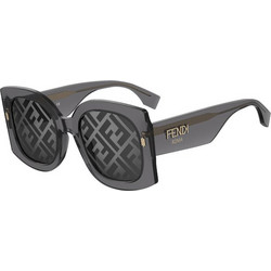 Fendi FF0436/G/S KB7 Γυναικεία Γυαλιά Ηλίου Τετράγωνα Κοκάλινα Μαύρα με Καφέ Φακό
