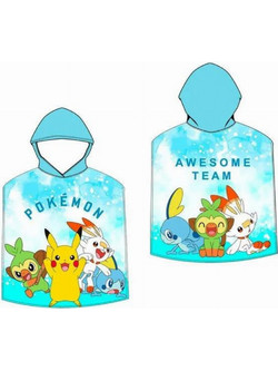 Pikachu with Friends Παιδικό Πόντσο Θαλάσσης Microfiber Γαλάζιο 50x100cm 8435746906552