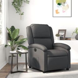 vidaXL Πολυθρόνα Relax Ανακλινόμενη Δερμάτινη Γκρι 3205470