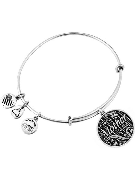 Alex and Ani Γυναικείο Βραχιόλι Βέργα Μαμά Ασημί A14EB22RS
