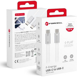 Forcell Braided Flat USB-C to USB-C 100W 1.2m White 5903396451010