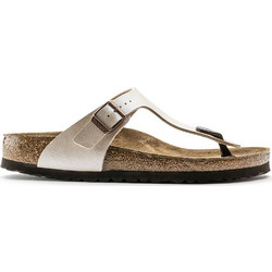Birkenstock Gizeh Δερμάτινες Γυναικείες Σαγιονάρες Ανατομικές Λευκές 943873