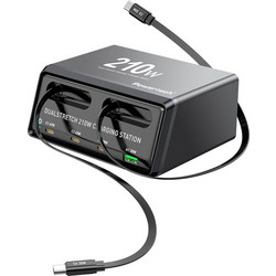 Powertech PT-1623 Βάση Φόρτισης με Καλώδιο USB-C με Θύρα USB-A & 3 Θύρες USB-C 160W Quick Charge 3.0 & Power Delivery