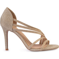 Versace 19V69 Γυναικεία Πέδιλα Δερμάτινα Χρυσά με Λεπτό Ψηλό Τακούνι AMA274-X400