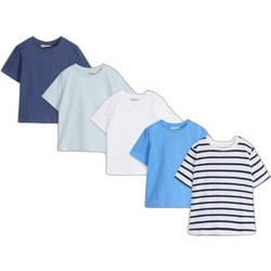 Bonprix Σετ Παιδικά T-Shirt Κοντομάνικα Navy Μπλε Γαλάζιο Πράσινο Mint Λευκό 958673