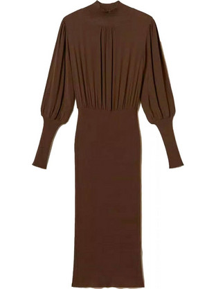 TWINSET Maxi Καθημερινό Φόρεμα Πλεκτό Σοκολατί 262TP3240-13411