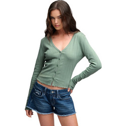 Superdry Γυναικεία Ζακέτα Πλεκτή Κοντή με Κουμπιά Πράσινο Mint W6012246A-1KN