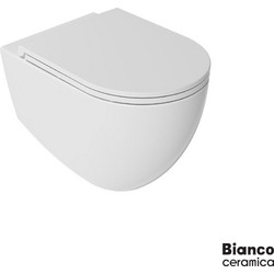 Serel Lenta Λεκάνη Τουαλέτας Κρεμαστή Rimless χωρίς Καζανάκι με Κάλυμμα Slim Soft Close Λευκή 381600C-301