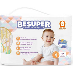 Besuper Premium Baby Πάνες No4 9-14kg 32τμχ
