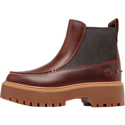 Timberland Γυναικεία Μποτάκια Chelsea Δερμάτινα Καφέ με Χοντρό Χαμηλό Τακούνι TB0A5TGPEIW