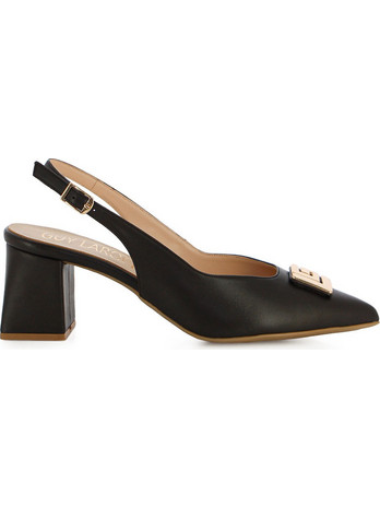 Fratelli Petridi Γόβες Slingback Δερμάτινες με Χοντρό Χαμηλό Τακούνι Μαύρες A8497