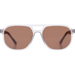 Enzo 6502 C4 Ανδρικά Γυαλιά Ηλίου Aviator Κοκάλινα Διαφανή με Καφέ Φακό