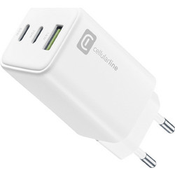Cellular Line GAN65WTABW Φορτιστής χωρίς Καλώδιο με Θύρα USB-A & 2 Θύρες USB-C 65W Power Delivery