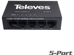 Televes 768110 Unmanaged L2 Switch με 5 Θύρες Ethernet 1000Mbps