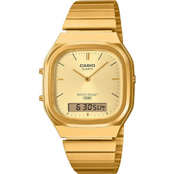 Casio Vintage Ανδρικό Ρολόι Χρονογράφος με Χρυσό Μεταλλικό Μπρασελέ AQ-240EG-9A