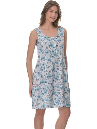 PNN Nightwear Luna Νυχτικό Εγκυμοσύνης & Θηλασμού Βαμβακερό Καλοκαιρινό Μπλε 0261-0508-2