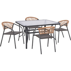 HomeMarkt Bruno Σετ Τραπεζαρία Κήπου Μεταλλικό 5τμχ Μαύρο HM10860.01