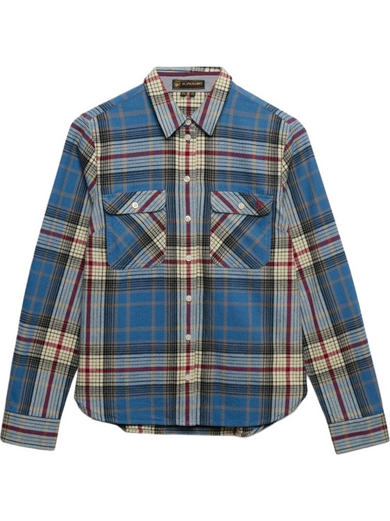Superdry Μακρυμάνικο Γυναικείο Πουκάμισο Βαμβακερό Καρό Μπλε W4010596A-L9U