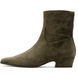 Steve Madden Γυναικεία Μποτάκια Cowgirl Suede Χακί με Χοντρό Χαμηλό Τακούνι 11004841-03002-375