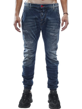 Cover Jagger Ανδρικό Τζιν Παντελόνι Ελαστικό Slim Εφαρμογή Navy Μπλε Q4550-33