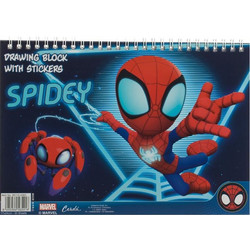 Spidey Μπλοκ Ζωγραφικής B5 30 Φύλλων με Αυτοκόλλητα 1252315