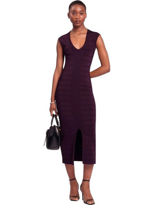 Ted Baker Midi Βραδινό Φόρεμα Μεταξωτό Μπορντό 285098