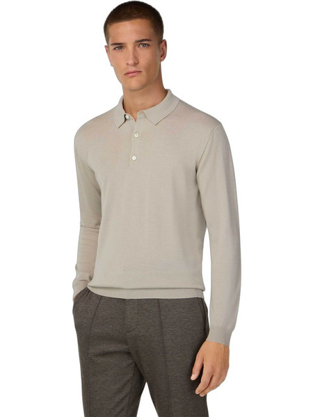 Boggi Milano Ανδρική Μπλούζα Polo Μακρυμάνικη Μπεζ BO25A039007