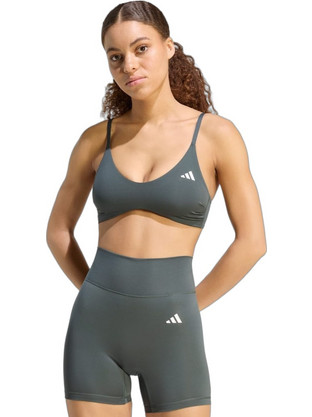 Adidas Optime Essentials Workout Αθλητικό Μπουστάκι με Χαμηλή Στήριξη Ανθρακί KQ8376